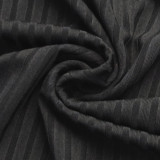 Casual Fashion Round Neck Ribbed Solid Color Women 's Plus Size Long Dress