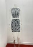 Women summer sexy Round Neck vest and Bodycon Skirt two-piece set