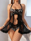 Women Black Lace Embroidered Sexy Lingerie