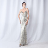 Beading Wedding Party Gown Beaded Suspender Evening Dress