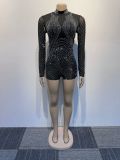 Sexy Slim Beaded See-Through Jumpsuit