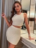 Women summer sexy Round Neck vest and Bodycon Skirt two-piece set