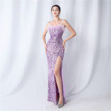 Straps Feather Sequins Bedding Evening Dress