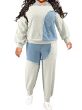 Plus Size Women 's Winter Tops And Pants Washed Denim Suit