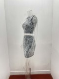 Women summer sexy Round Neck vest and Bodycon Skirt two-piece set