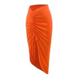 solid color one-shoulder bow one-piece swimsuit Skirt two-piece swimwear for women