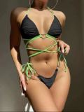 Women Sexy Heart Print Drawstring Lace-Up Two Pieces Swimwear