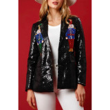 Women Christmas Loose Sequin Blazer