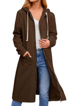 Women Loose Zip Long Jacket Women Loose Zip Long Jacket
