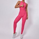 Women Zipper Sleeveless Sports Running Fitness Yoga Jumpsuit