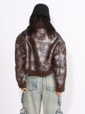Autumn and winter fashion Chic fur pocket decoration Turndown Collar short jacket