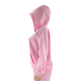 Autumn and winter solid color fleece Hoodies pants two-piece fashionable casual set