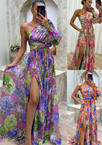 Autumn and Winter Loose Multicolor Slash Shoulder Slit Loose party Dress Autumn and Winter Loose Multicolor Slash Shoulder Slit Loose party Dress