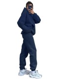 Autumn and winter solid color fleece Hoodies pants two-piece fashionable casual set