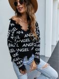 Women Loose V-Neck Tassel Crop Sweater