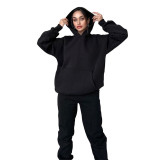 Autumn and winter solid color fleece Hoodies pants two-piece fashionable casual set