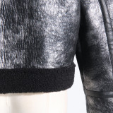 Autumn and winter fashion Chic fur pocket decoration Turndown Collar short jacket