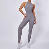 Women Zipper Sleeveless Sports Running Fitness Yoga Jumpsuit