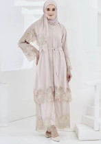 Women Embroidery Hollow Lace Robe Dress