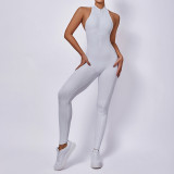 Women Zipper Sleeveless Sports Running Fitness Yoga Jumpsuit