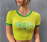 Women Letter Summer Crop T-Shirt