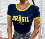 Women Letter Summer Crop T-Shirt