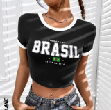 Women Letter Summer Crop T-Shirt