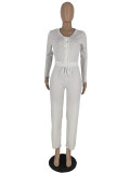 Women Casual V-neck Top and Pant two-piece set