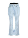 Women's Jeans Stretch Mid-Rise Washed Denim Pants