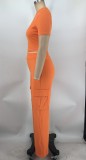 Women Solid short-sleeved top and wide-leg pants two-piece set