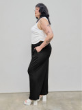 Plus Size Women's Autumn And Winter Elastic Waist Casual Versatile Drawstring High Waist Straight Pants