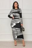 Women Printed Long Sleeve Maxi Dress