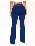 Women's Jeans Stretch Mid-Rise Washed Denim Pants