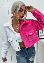 Winter Women's Fashion Contrast Color Patchwork Two-Color Plush Jacket Winter Women's Fashion Contrast Color Patchwork Two-Color Plush Jacket