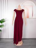 African Women's Plus Size Solid Color Long Dress