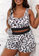 Plus Size Women's Positioning Print Casual Tank Top And Shorts Two-Piece Set