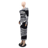 Women Printed Long Sleeve Maxi Dress