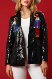 Women Christmas Loose Sequin Blazer