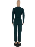 Women Casual V-neck Top and Pant two-piece set