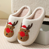 Winter Christmas Deer Slippers For Women At Home Couples Indoor Elk Warm Slippers For Women Winter