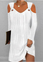 Autumn Women's Off Shoulder Long Sleeve Round Neck Loose Casual Dress