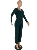 Women Casual V-neck Top and Pant two-piece set