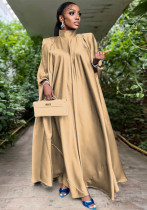 Dubai Muslim Women'S High Neck Loose Swing Robe Satin Dress Women'S Abaya Dubai Muslim Women'S High Neck Loose Swing Robe Satin Dress Women'S Abaya