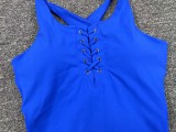 Women Crossover Tank Hollow Yoga Pants Sports Fitness Romper