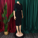 Women African V-Neck Solid Bodycon Dress