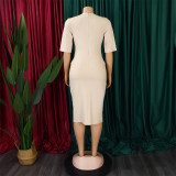 Women African V-Neck Solid Bodycon Dress