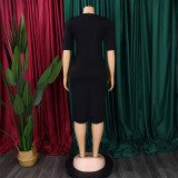 Women African V-Neck Solid Bodycon Dress