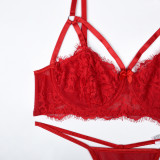 Women red sexy lingerie two-piece set