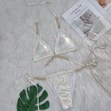 Women Crystal Diamond Bikini Sexy Shiny Lace-Up Two Pieces Swimwear