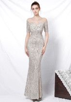 Plus Size Women Sequin Formal Party Evening Dress